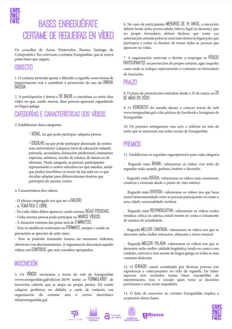 Triptico Recolla Tradicion Oral Galego | PDF