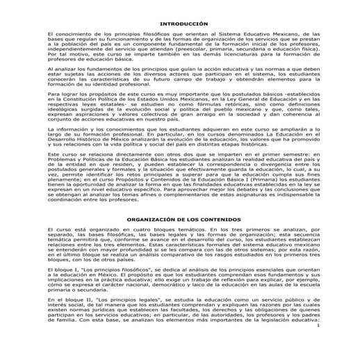 Bases filosóficas legales y organizativas del sistema educativo mexicano