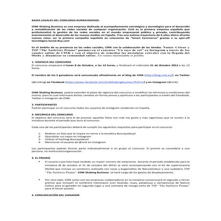 Bases legales del concurso #unrayodesol