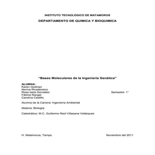 Bases moleculares de la ing. genetica