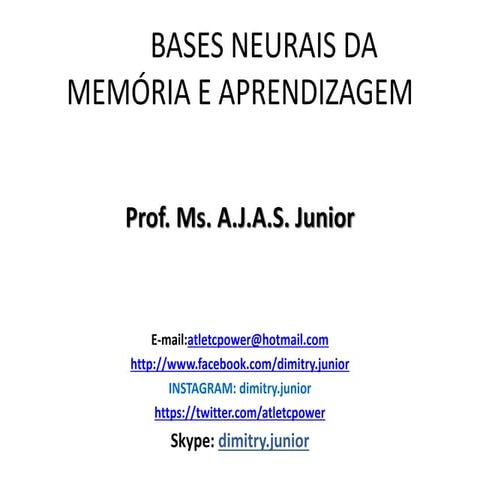 Bases neurais da memória e aprendizagem  