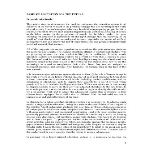 Bases of education for the future