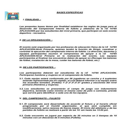 BASES PARA CAMPEONATO INTERNO DE FULBITO 2023 docx