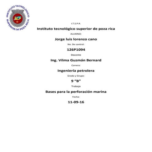 Bases para la perforacion marina (tarea)