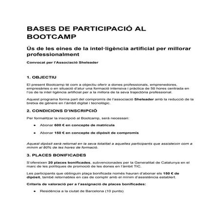 BASES DE PARTICIPACIÓ AL BOOTCAMP 2O25 SHELEADER