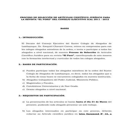 Bases revista el foro 2011