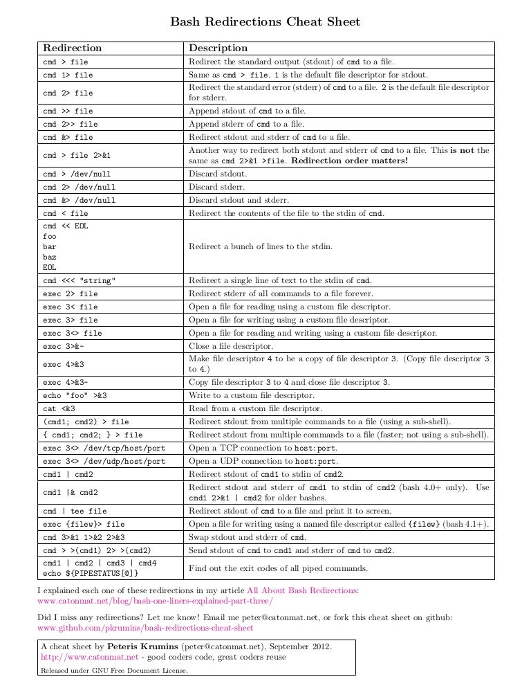 Bash redirections-cheat-sheet
