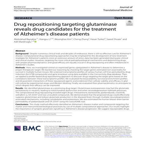 Drug Repositioning Targeting Glutaminase Reveals Drug Candidates for The Trea...