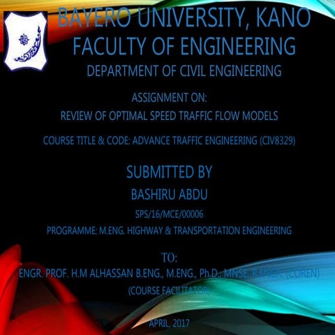 REVIEW OF OPTIMAL SPEED TRAFFIC FLOW MODEL