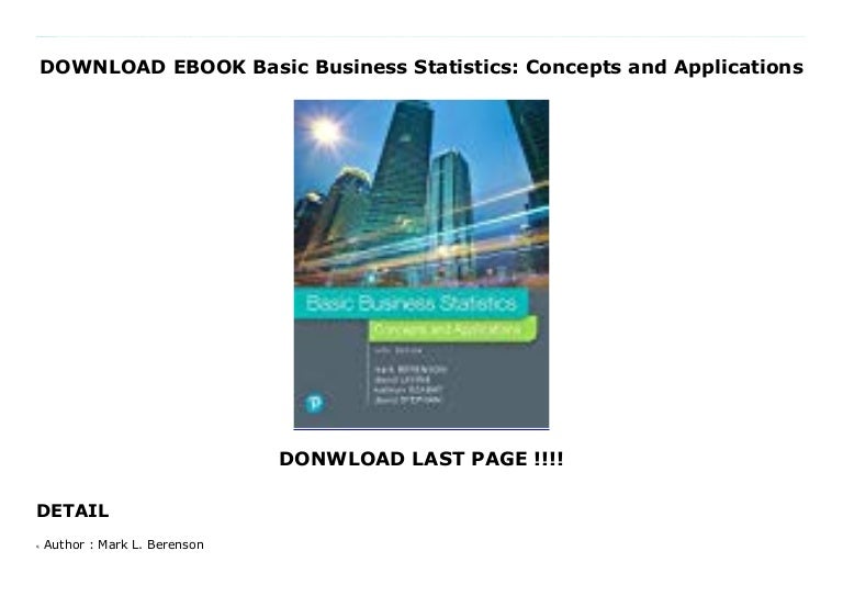 DOWNLOAD EBOOK Basic Business Statistics Concepts and Applications