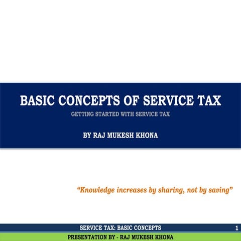 Basic Concepts of Service Tax
