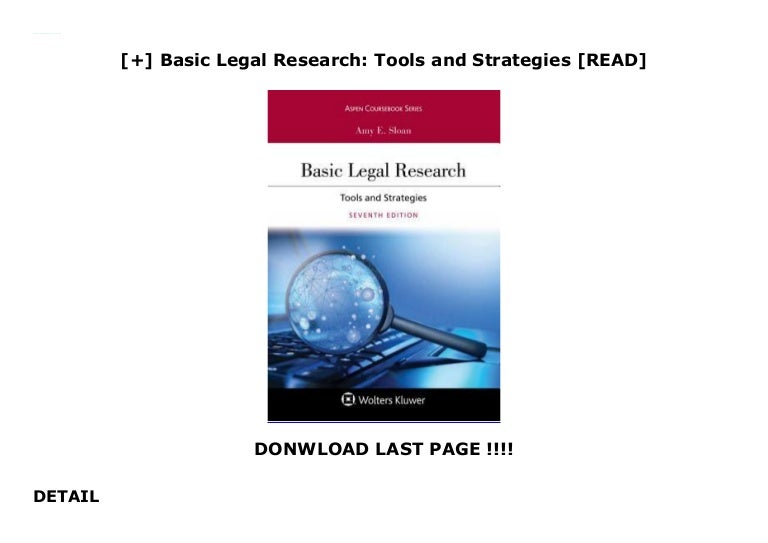 Basic Legal Research Tools And Strategies READ 