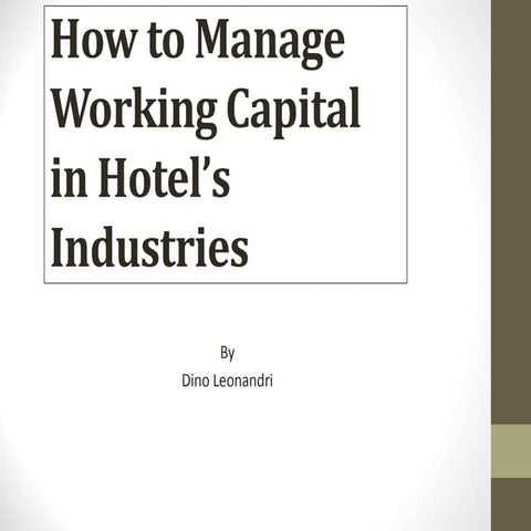 How to Manage working Capital in Hotel-Basic accounting principles  #9 by Din...