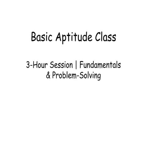 Basic Aptitude Class Quantitative aptitude