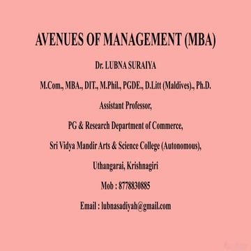Basic avenues of MBA - General Specializations .pptx