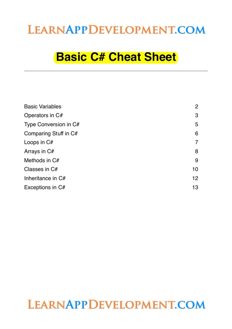 basic c cheat sheet