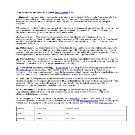 Basic characteristics about computer .docx