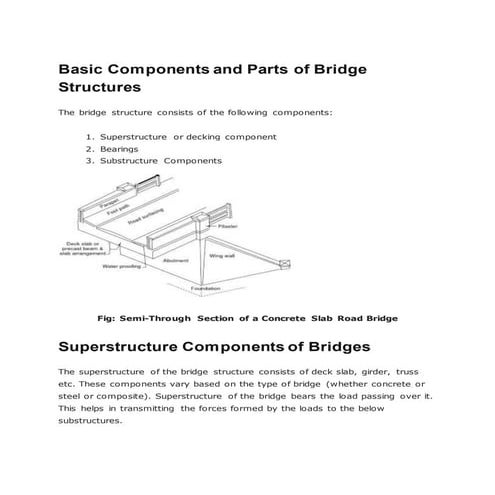 Basic components and parts of bridge structures