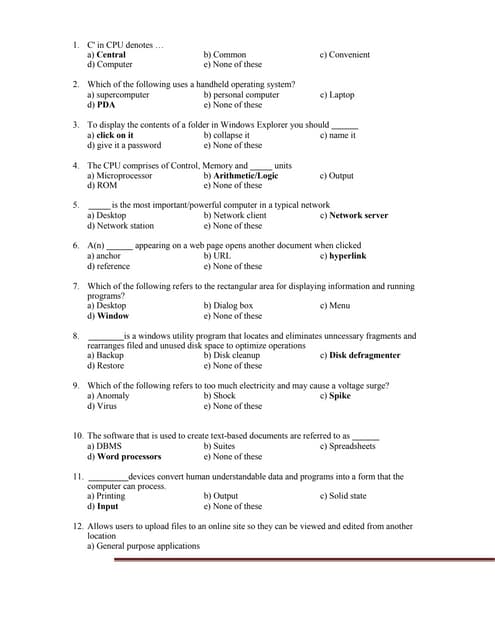 WordPad MCQ Questions and Answers Basic Objective | PDF