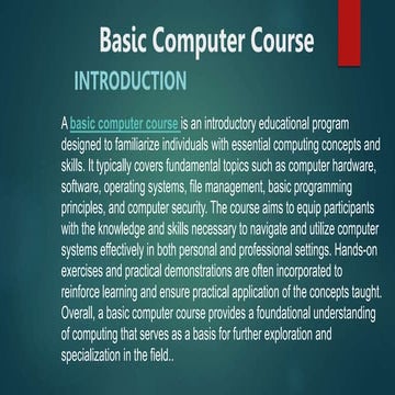 Basic Computer Course training center . | PPTX