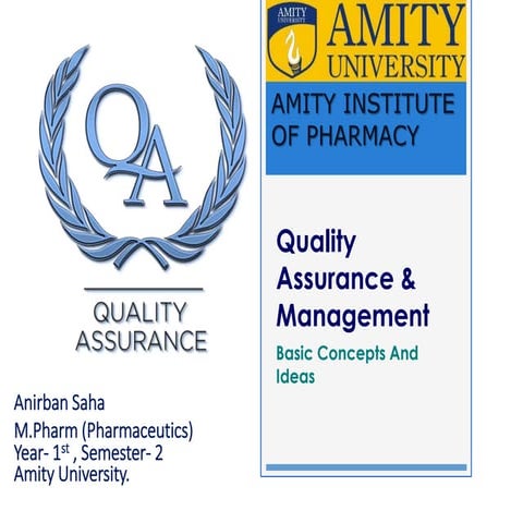Basic Concepts of Quality Assurance & Management