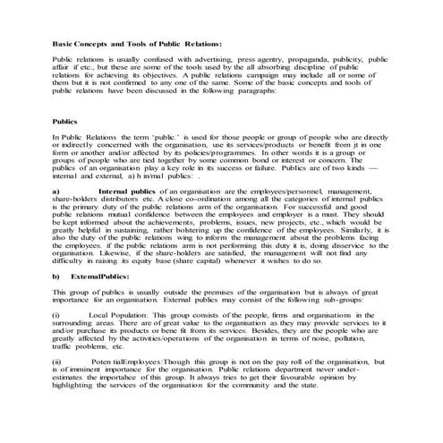 Basic conceptsandtoolsofpublicrelations