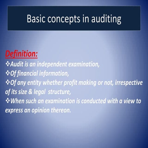 Basic concepts in auditing