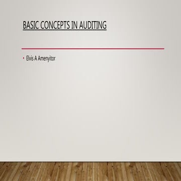 Basic concepts in auditing