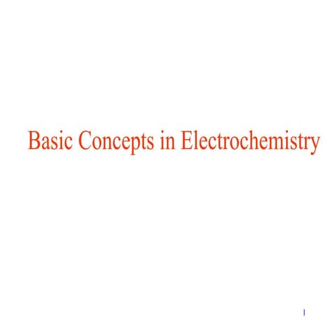 Basic concepts in electrochemistry