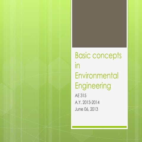 Basic concepts in environmental engineering