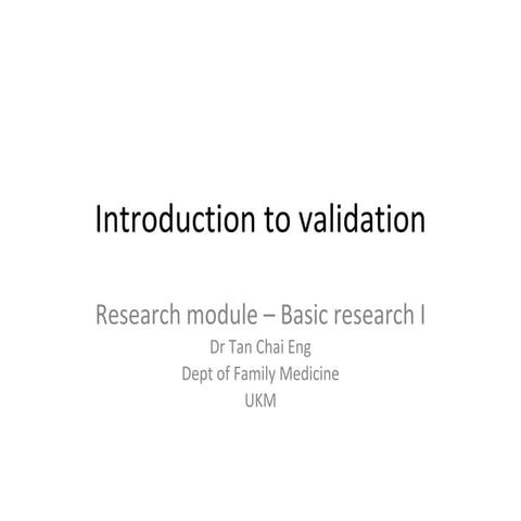 Basic concepts of validation