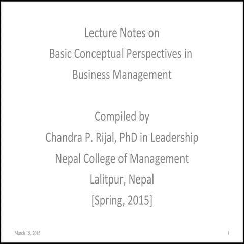Basic conceptual perspectives in management
