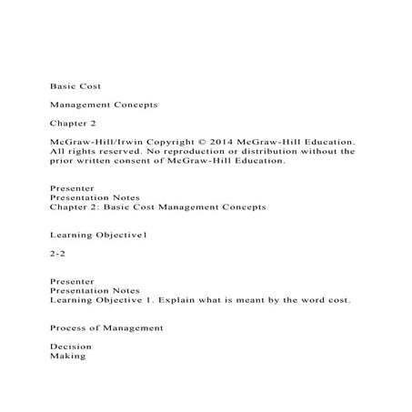   Basic Cost  Management Concepts Chapter 2 McGr.docx