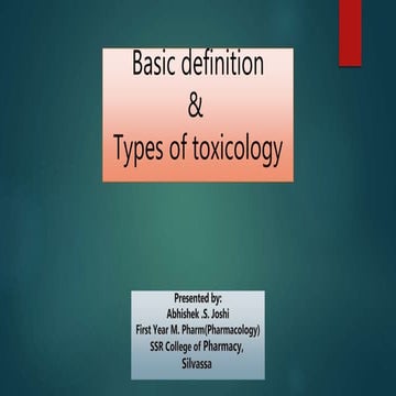 Basic definition and types of toxicology
