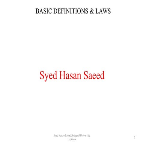 Basic definitions &amp; laws revised