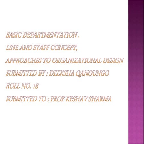 Basic departmentalization, line and staff concept