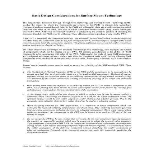 Basic Design Considerations for Surface Mount Technology