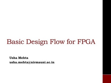 Basic Design Flow for Field Programmable Gate Arrays