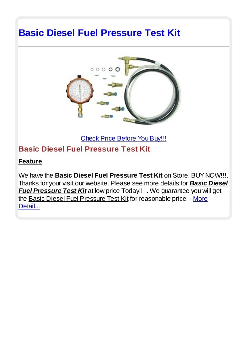 Basic diesel fuel pressure test kit
