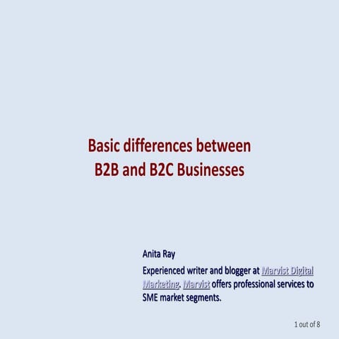 Basic differences between b2 b and b2c businesses
