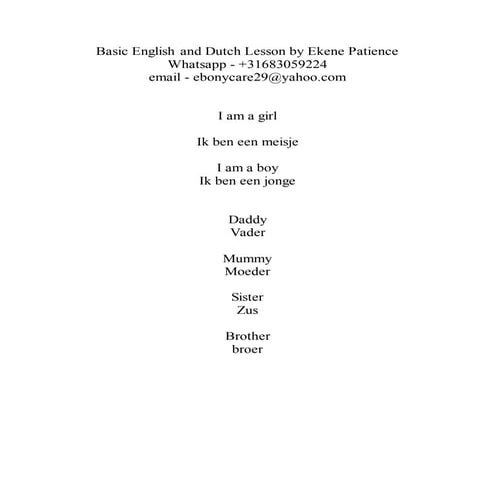 Basic dutch and english lesson 4
