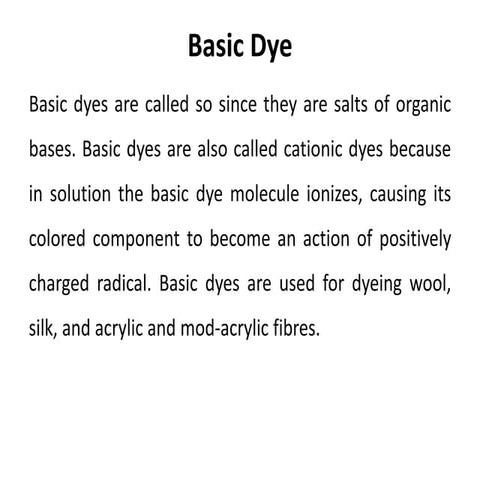 Basic Dye (Full PDF) | Basic Dye
