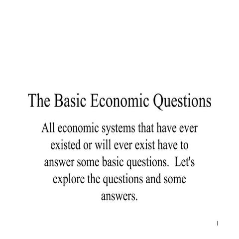 Basic Economic Questions