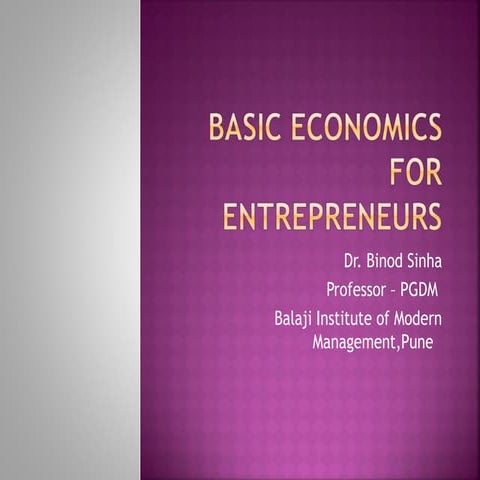 Basic economics for enterpreneurs