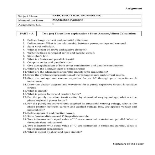 Basic Electrical Engineering