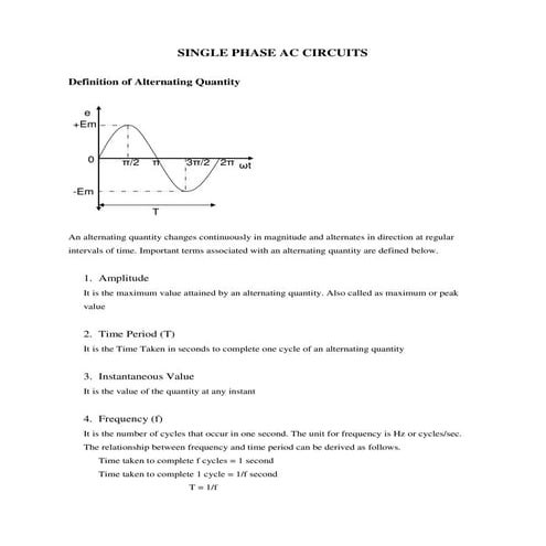 Single phase AC  circuit  