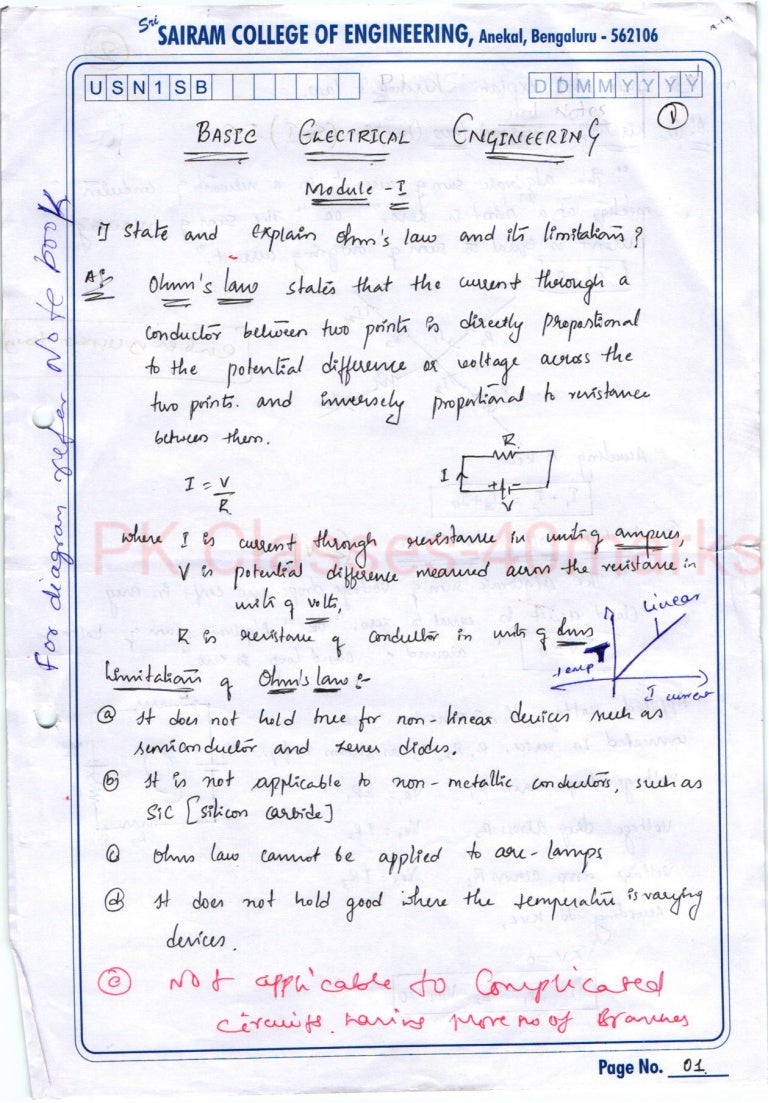 Basic Electrical Engineering Short notes