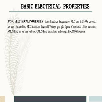 Basic electrical properties for VLSI syllabus topic