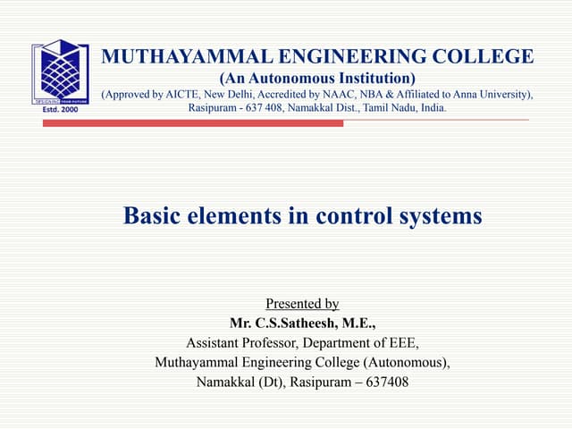 Basic elements in control systems