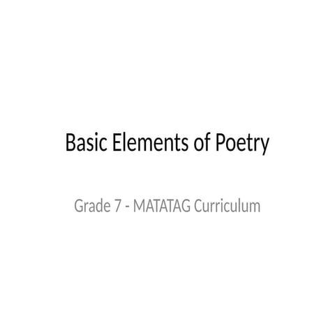 Grade7aaaajuly 8 2022222222basic Elements Of Poetry Pptx
